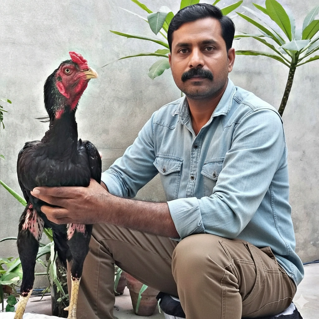 Farmer with Healthy Chickens